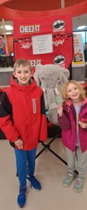 Students with Veda the stuffed elephant at Hannaford in East Greenbush