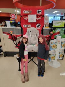 Students with Veda the stuffed elephant at Hannaford in East Greenbush