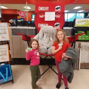 Students with Veda the stuffed elephant at Hannaford in East Greenbush