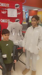 Students with Veda the stuffed elephant at Hannaford in East Greenbush