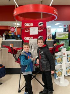 Students with Veda the stuffed elephant at Hannaford in East Greenbush