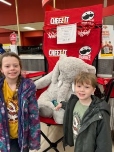 Students with Veda the stuffed elephant at Hannaford in East Greenbush