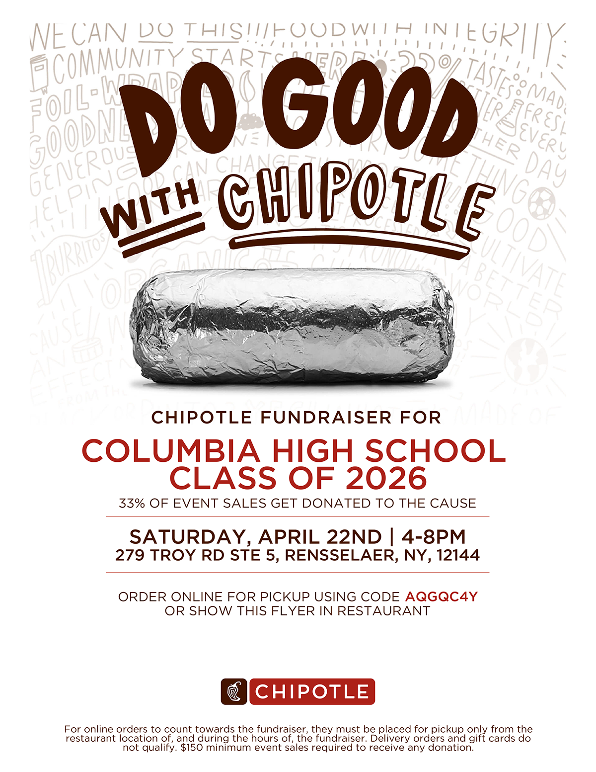 Chipotle Dine to Donate flyer