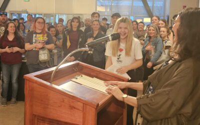 Addison Brannock winning award at High School Art Regional