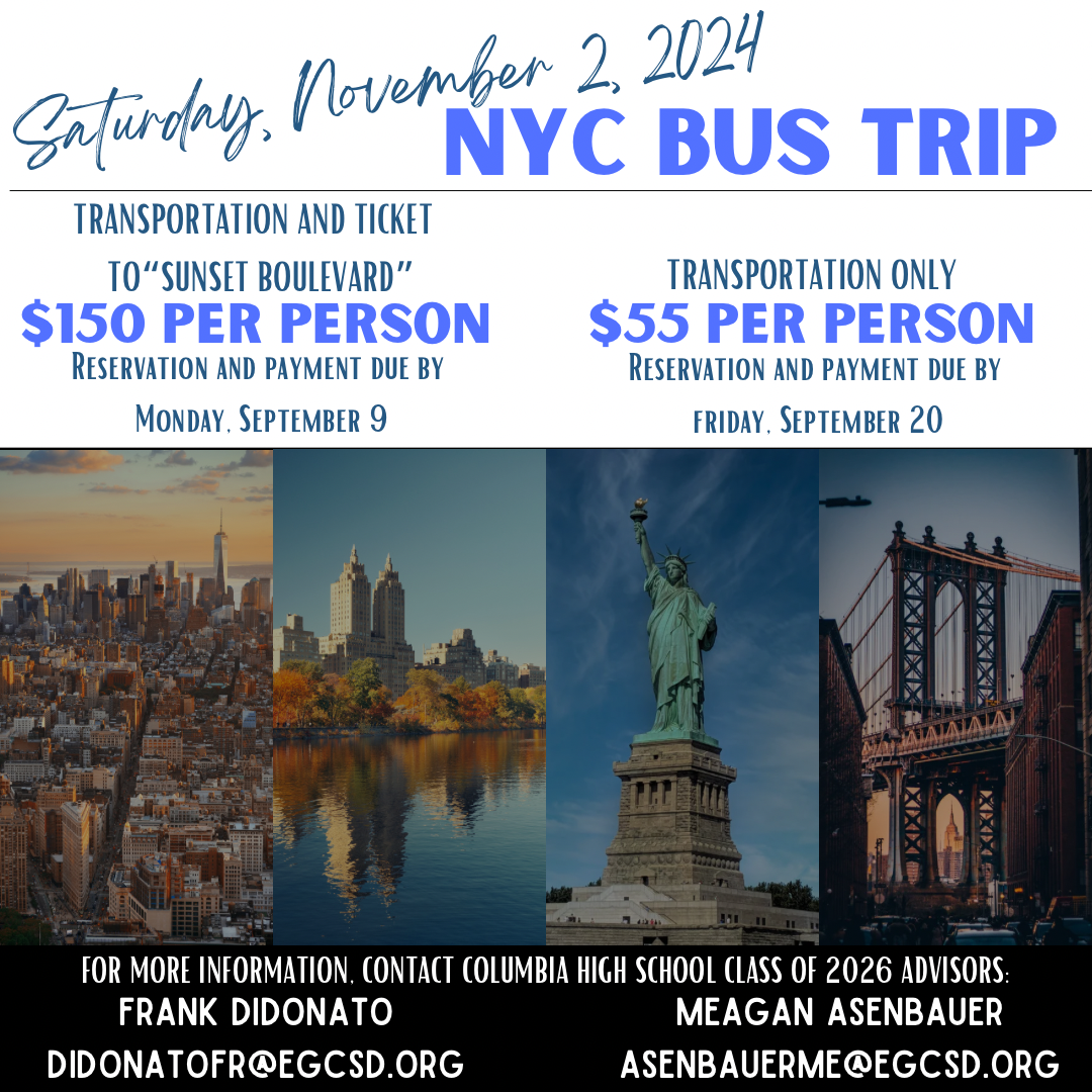 NYC Bus Trip flyer - November 2024