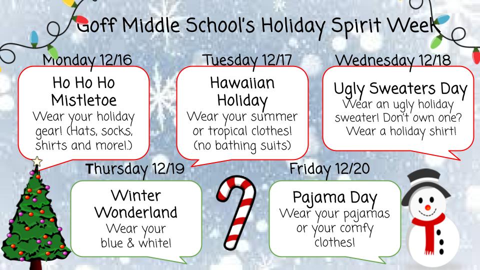 Goff Holiday Spirit Week 2024