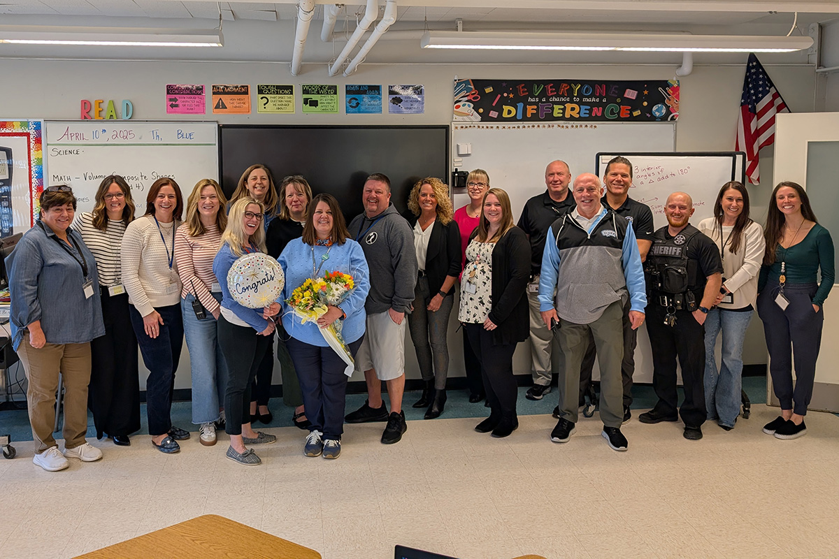 EGTA Teacher of the Year Chrissy Blake with staff